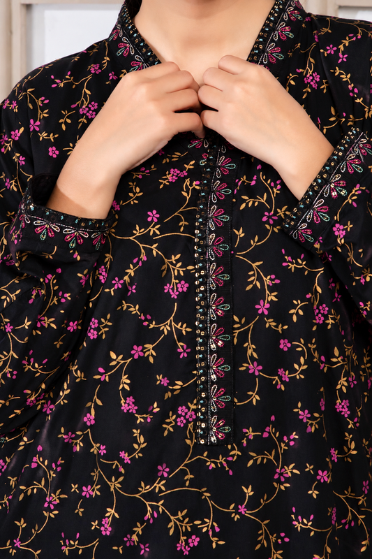MULTI FLOWER GOLD EMBROIDERED 2PC