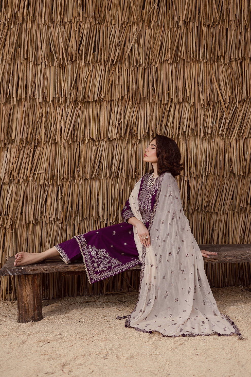 Solace 3Pc - Embroidered Dress